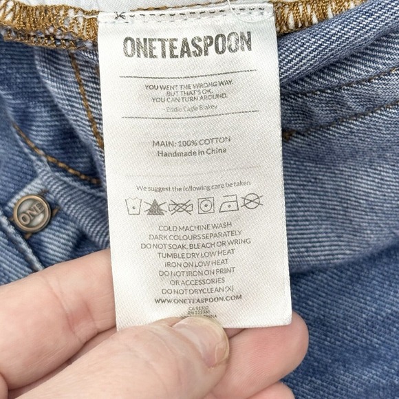 One Teaspoon Smiths Tailored Low Waist Denim Shorts Size 29 Festival Grunge - Picture 9 of 12